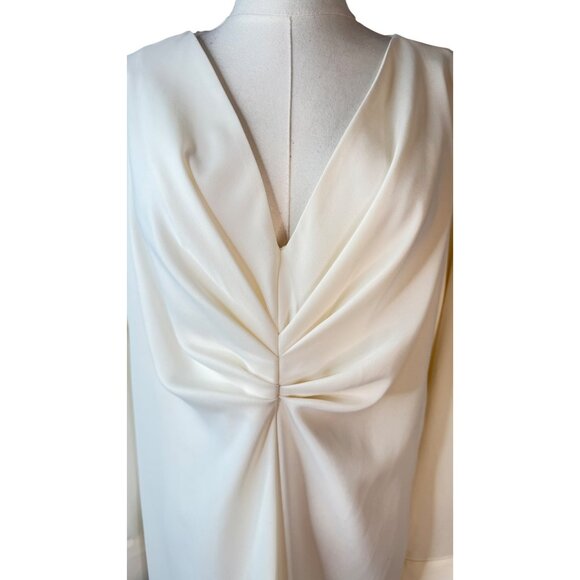 2/$30 Zara Small Cream Long Sleeve Drape Flowy Front Midi Dress Polyester - Picture 14 of 16